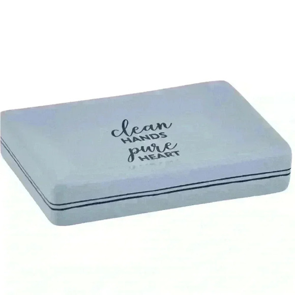 Soap Dish Decor Clean Hands Pure Heart Blue & White Ceramic Christian Religious - Picture 7 of 10